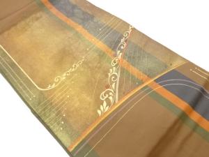 引箔曲線に花唐草・丸模様織出し名古屋帯